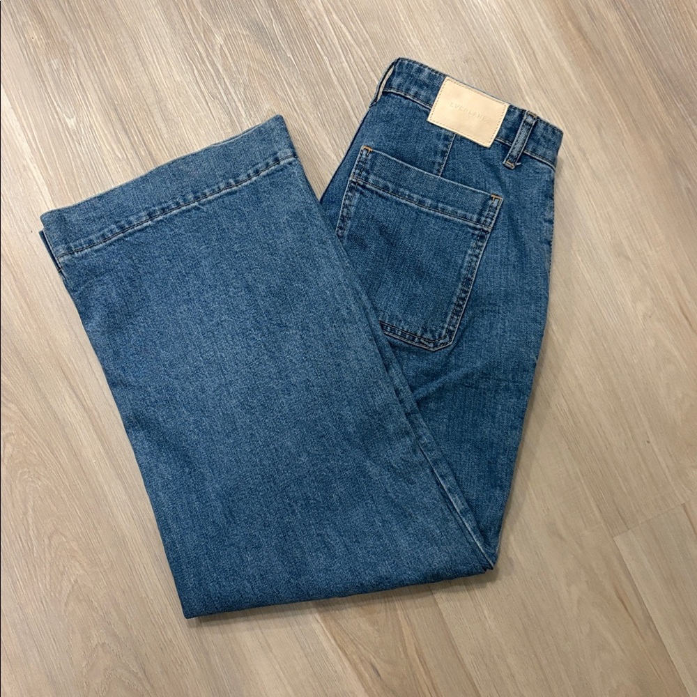 Everlane Wide Leg Jeans in Dark Blue Denim